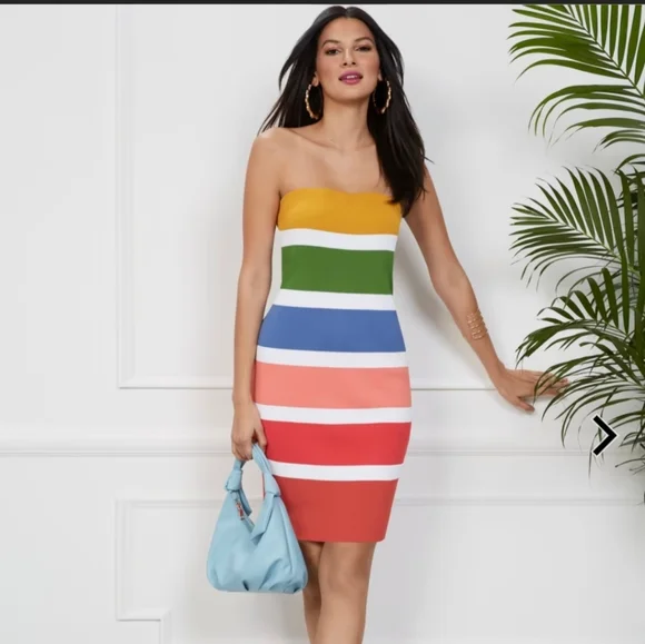 NY & Co Strapless Stripe Sweater Dress Size XXL NWT - Picture 4 of 6